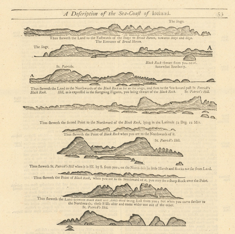 Mayo Sligo coast profile Broadhaven Moyle Achill Head. MOUNT & PAGE 1758 map