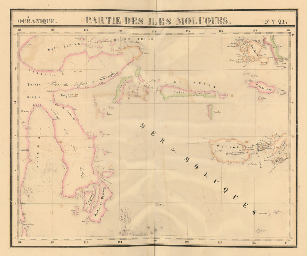 Océanique. Partie des Iles Moluques #21. Sulawesi Moluccas VANDERMAELEN 1827 map