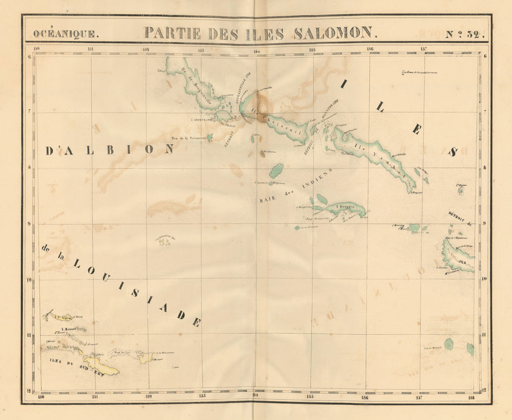 Océanique. Partie des Iles Salomon #32. Solomon Islands. VANDERMAELEN 1827 map