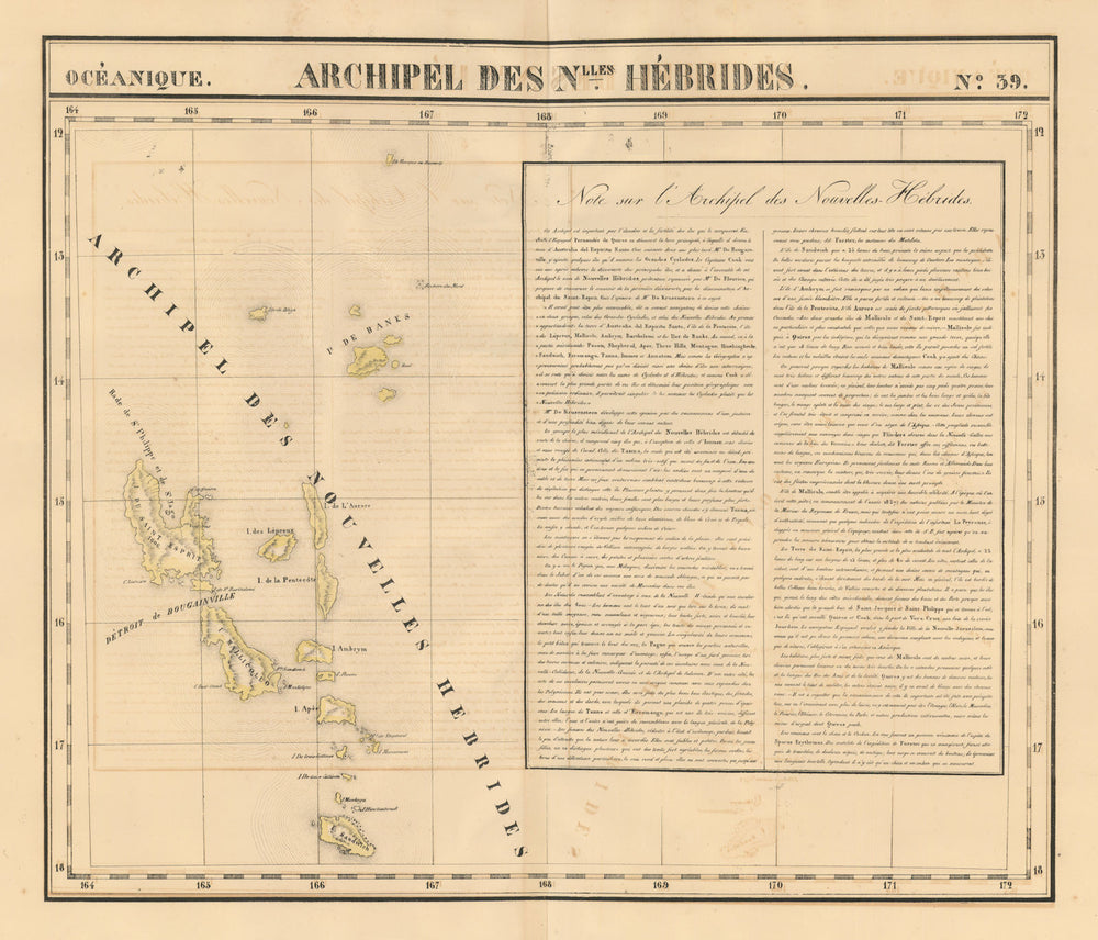 Océanique. Archipel des Nouvelle Hébrides #39. Vanuatu. VANDERMAELEN 1827 map