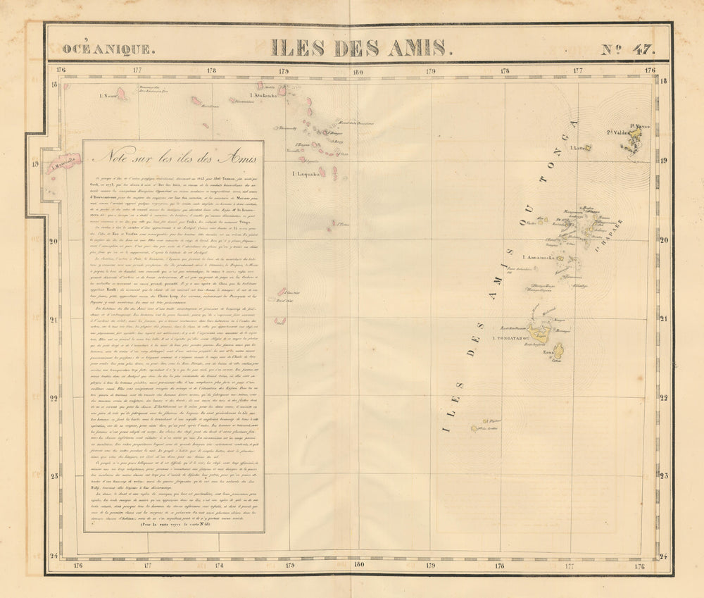 Océanique. Iles des Amis #47. Tonga. Lau & Moala, Fiji. VANDERMAELEN 1827 map