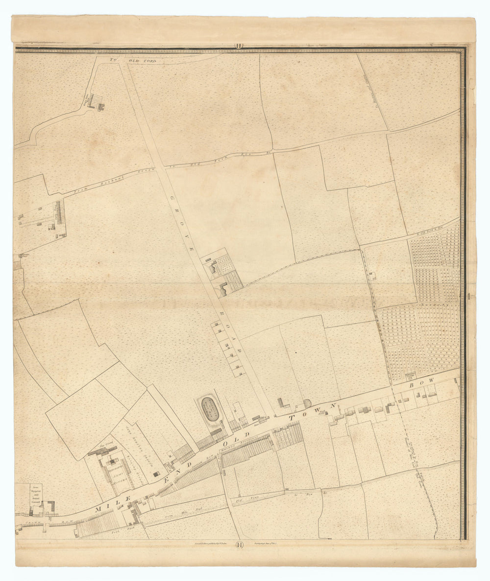 Horwood/Faden London H1 Mile End Road Globe Town Stepney Green Bow 1807 map