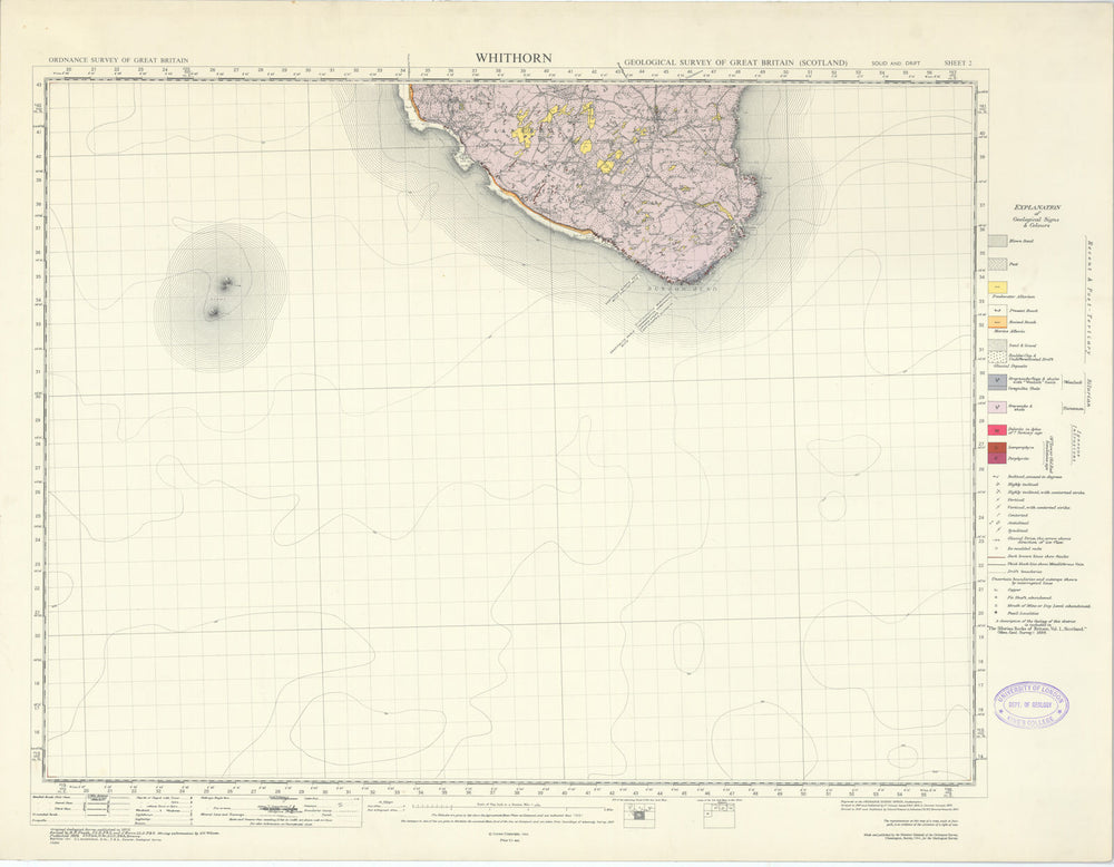 Whithorn. Geological Survey of Scotland sheet 2. Burrow Head 1964 old map