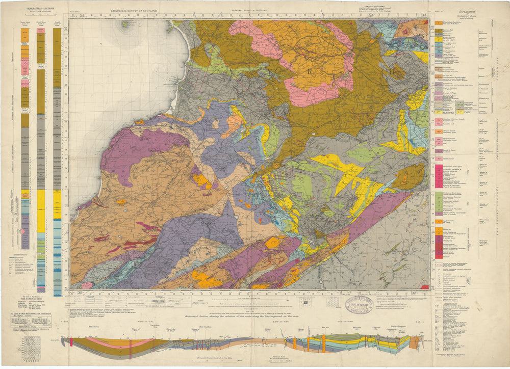 Ayr. Geological Survey of Scotland sheet 14. Cumnock 1949 old vintage map