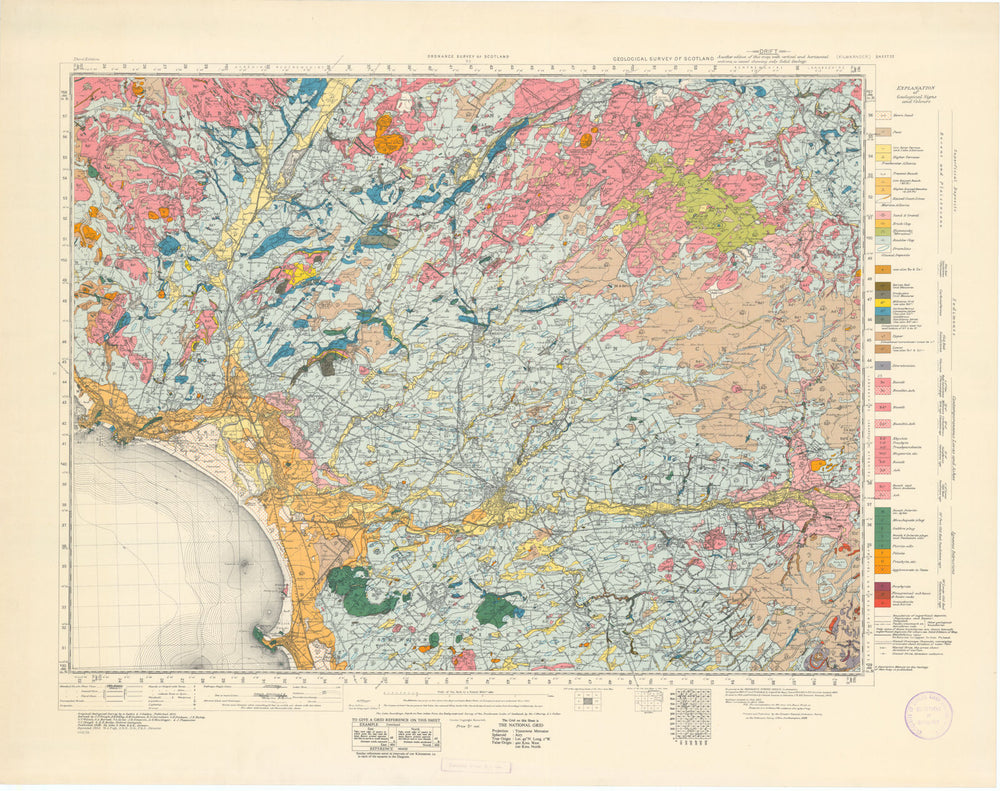 Kilmarnock. Geological Survey of Scotland sheet 22. Ardrossan 1952 old map