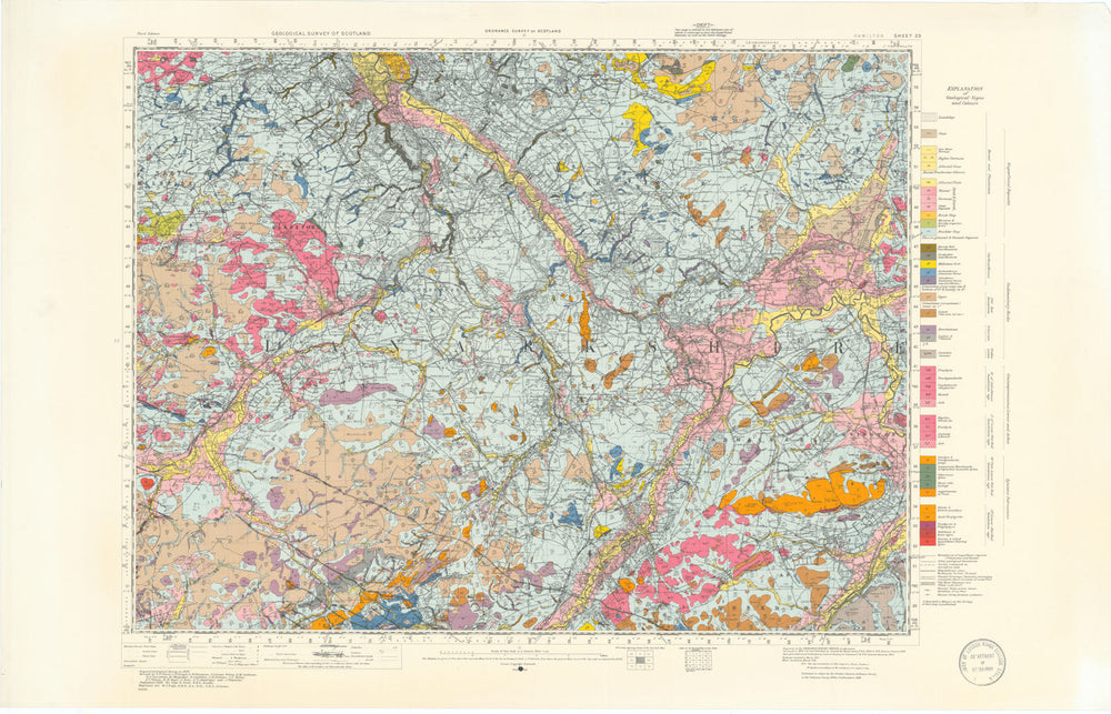 Hamilton. Geological Survey of Scotland sheet 23. Lanark 1951 old vintage map