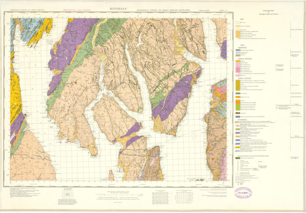Rothesay. Scotland Geological Survey sheet 29. Lochgilphead Largs Clyde 1971 map