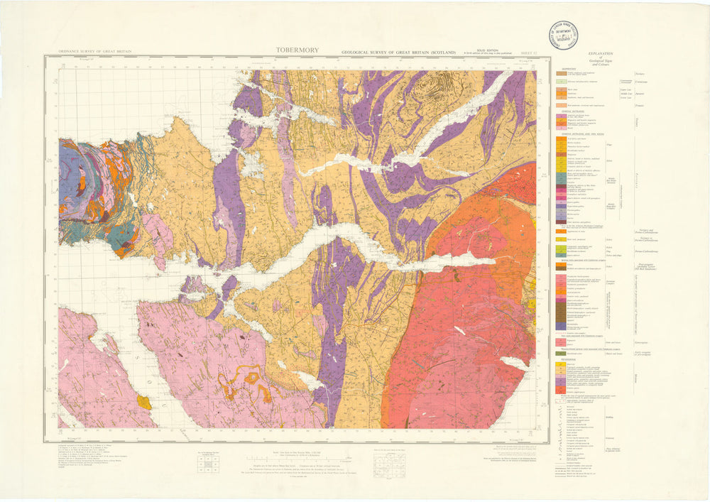 Tobermory. Geological Survey of Scotland sheet 52. Loch Sunart 1969 old map