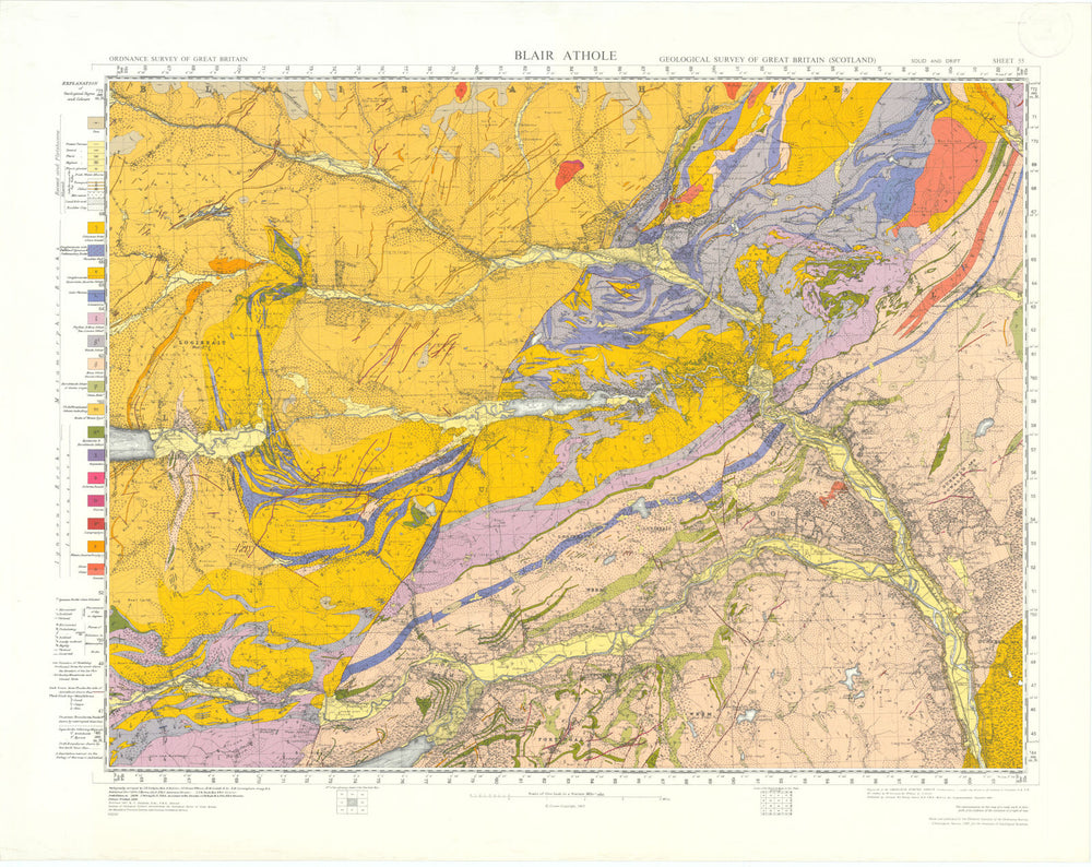 Blair Athole. Geological Survey of Scotland sheet 55. Weem 1967 old map