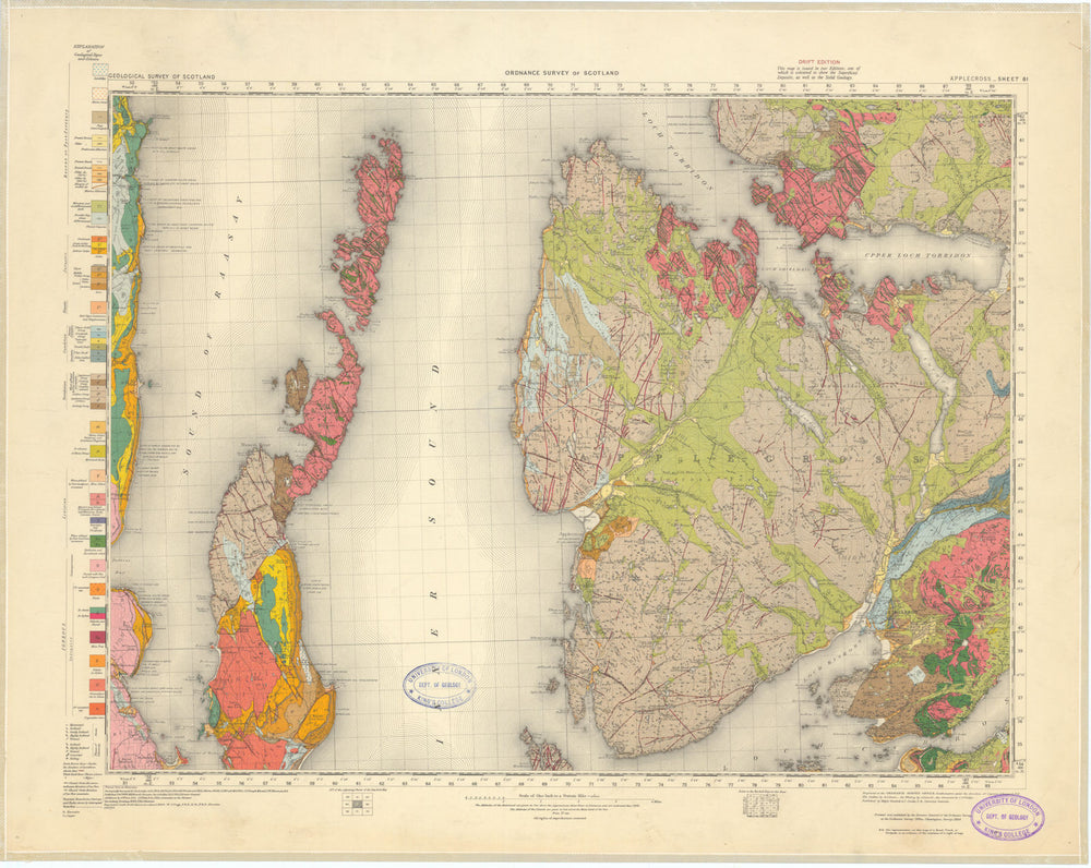 Applecross. Geological Survey of Scotland sheet 81. Strome Ferry Raasay 1954 map