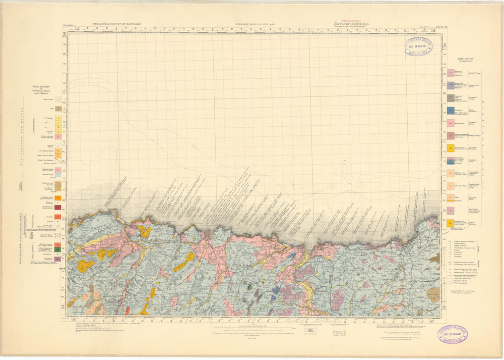 Banff. Geological Survey of Scotland sheet 96. Cullen 1954 old vintage map