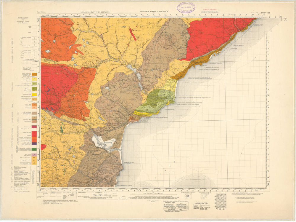 Golspie. Geological Survey of Scotland sheet 103. Dornoch 1950 old vintage map