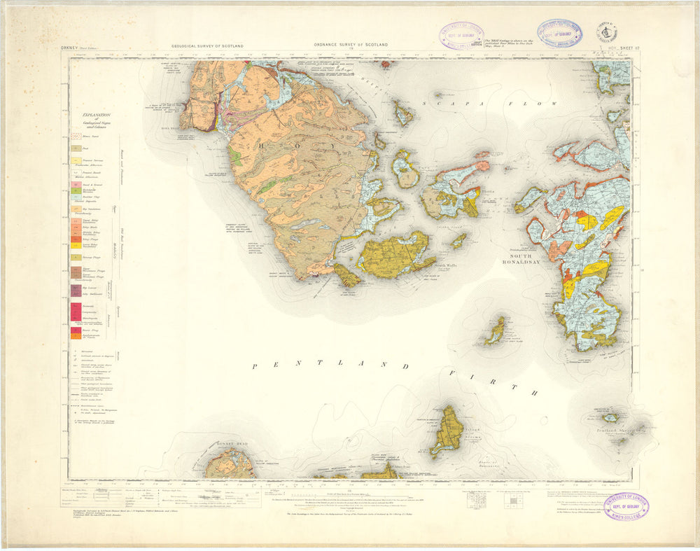 Hoy. Scotland Geological Survey sheet 117. Dunnet Head Ronaldsay Orkney 1932 map