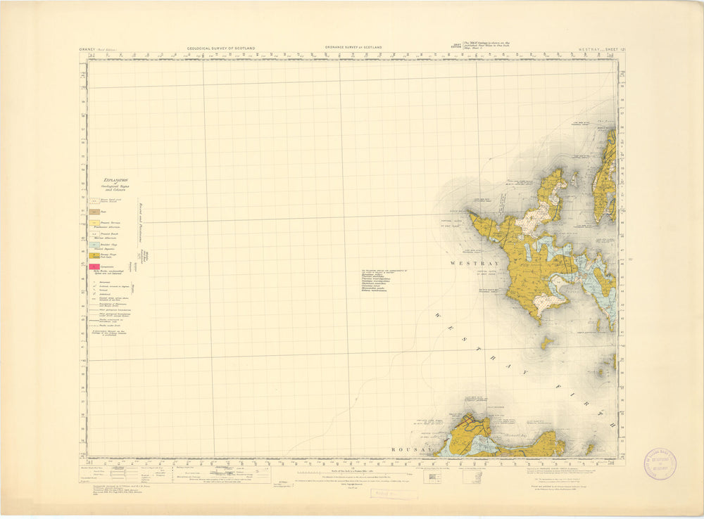 Westray. Geological Survey of Scotland sheet 121. Noup Head Orkney 1955 map