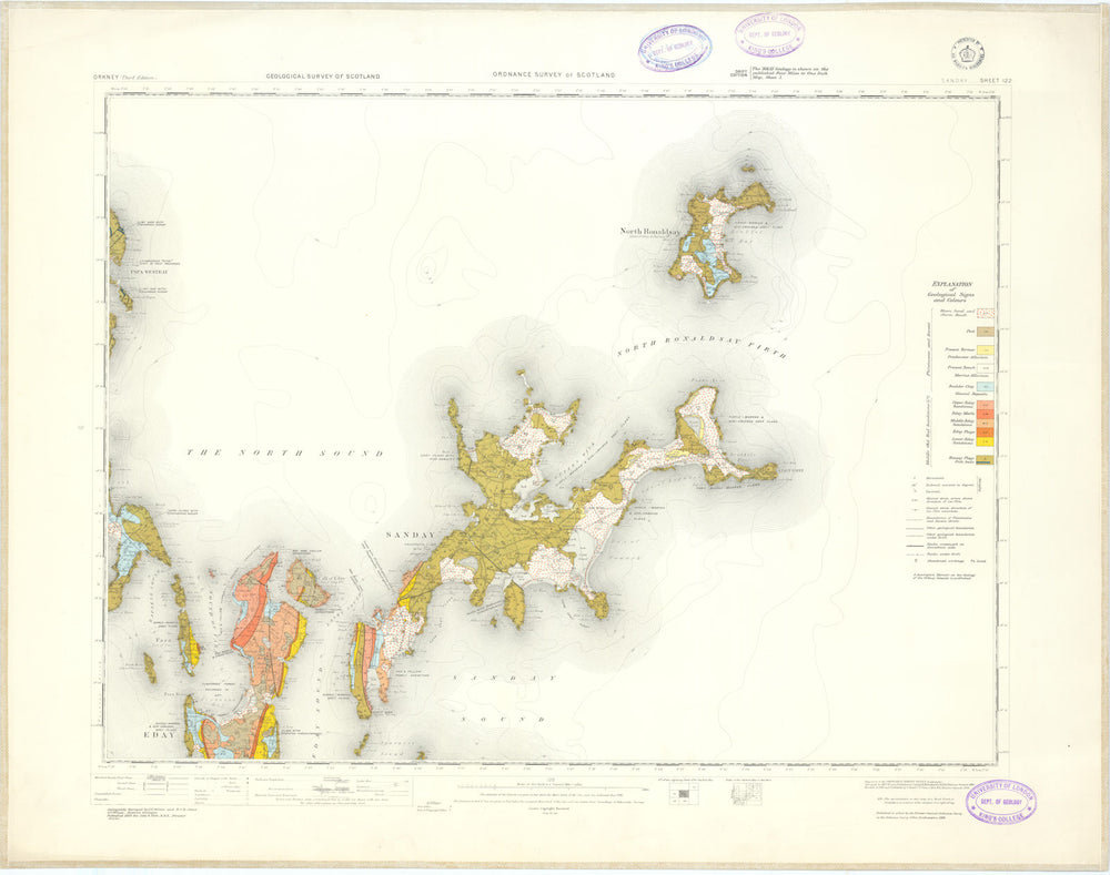 Sanday. Geological Survey of Scotland sheet 122. Dennis Head Orkney 1932 map