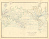 The World on Mercator's Projection. Steamer routes 50x60cm. JOHNSTON 1876 map