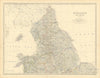England and Wales (Northern Sheet). UK. 50x60cm. JOHNSTON 1876 old antique map