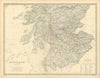 Scotland (Southern Sheet) 50x60cm. JOHNSTON 1876 old antique map plan chart