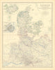 Denmark northern Germany Iceland Copenhagen The Elbe. 50x60cm. JOHNSTON 1876 map