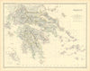 Greece Cyclades Saronic Sporades Ionian islands Aegean 50x60cm JOHNSTON 1876 map