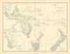 Oceania. Western Australia. Tasmania. New Zealand. 50x60cm. JOHNSTON 1876 map