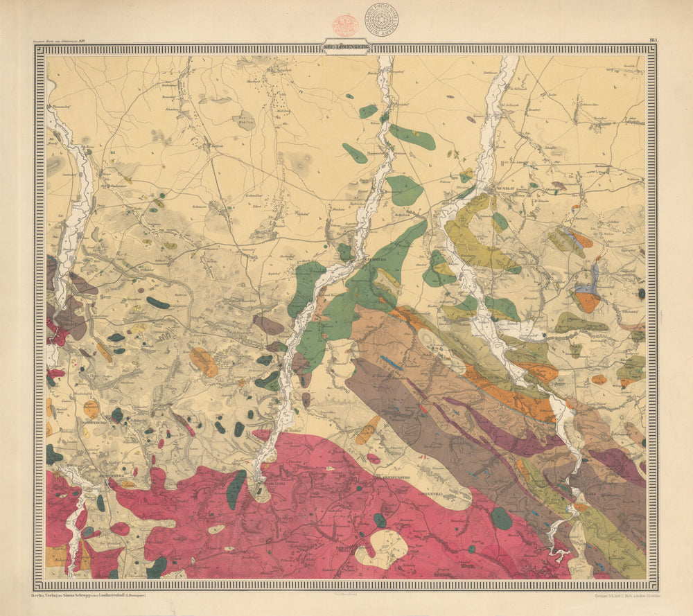 Lower Silesia Geological map #1 Löwenberg/Lwówek Śląski Poland. CARNALL 1860