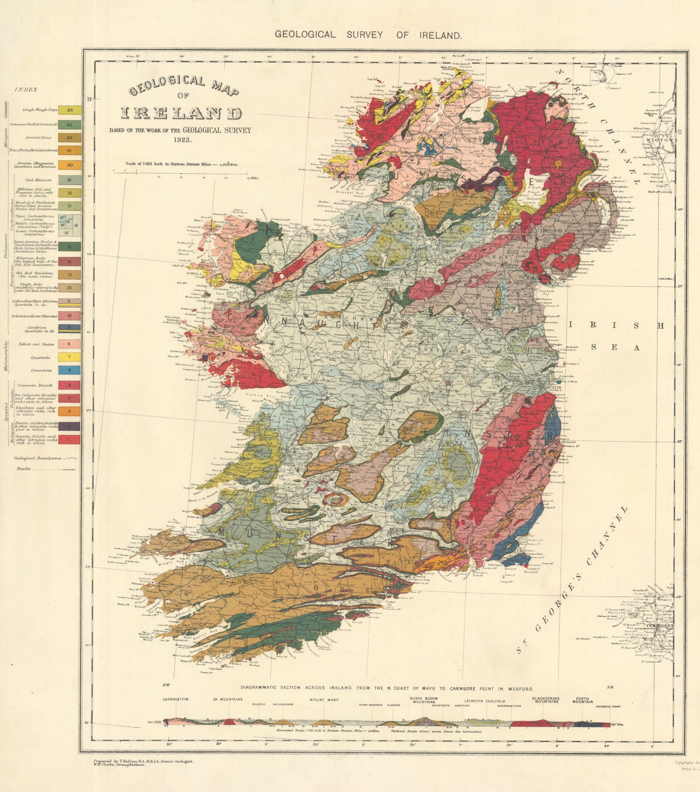 Geological Map of Ireland based on the work of the Geological Survey ...