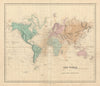 World on Mercator's [but closer to Gall's Stereographic] Projection 1850 map