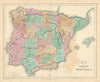 Gall & Inglis' Map of Spain and Portugal. Provinces. Iberia 1850 old