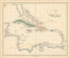 Gall & Inglis' Map of West Indies. Caribbean Islands & Florida 1850 old