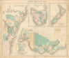 Australian Colonies & New Zealand. N/S Durham provinces. Goldfields 1850 map