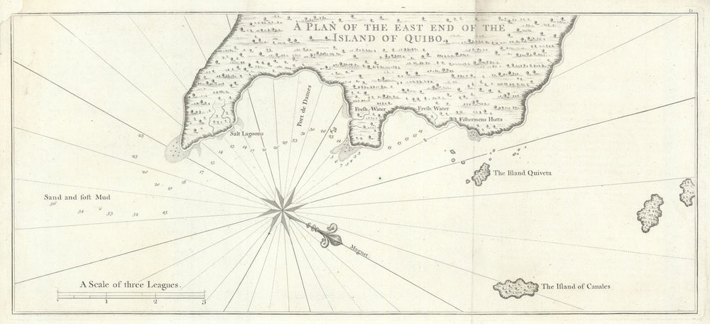 The east end of  the island of Quibo. Isla de Coiba, Panama. ANSON 1748 map