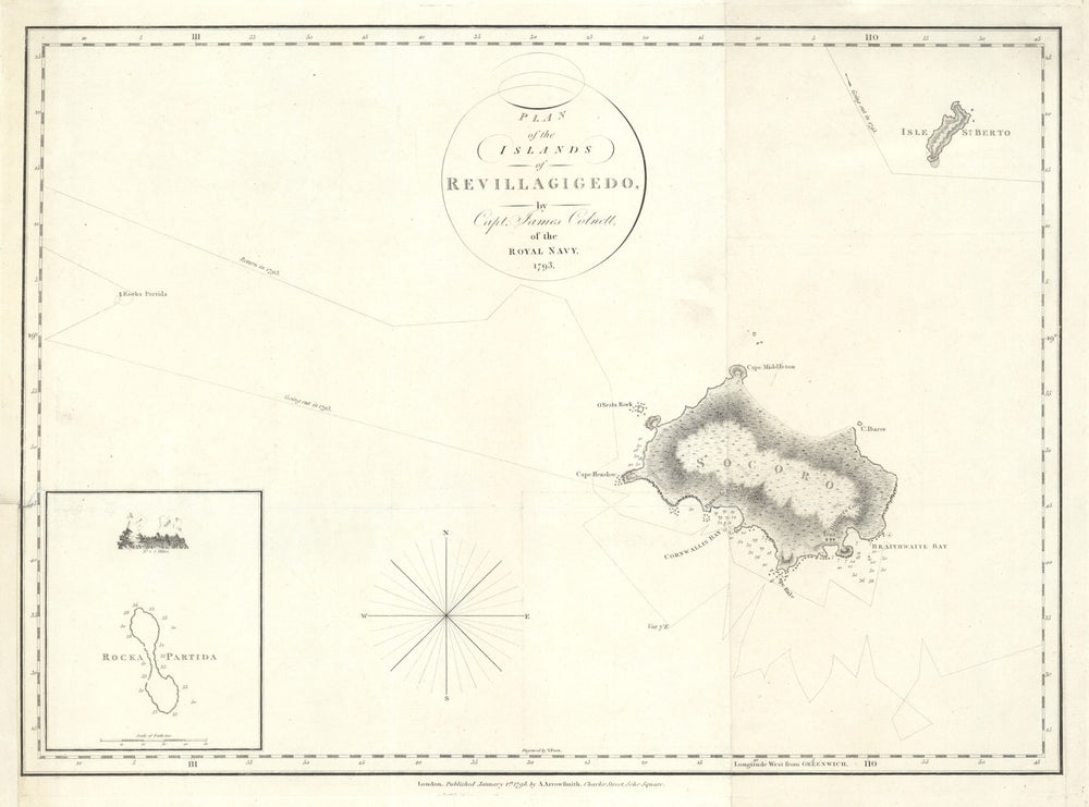 The Islands of Revillagigedo by Captain James Colnett of the Royal Navy 1798 map