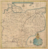 A Map of the Diocesse of Canterbury by Emanuel Bowen. Very rare 1725 old