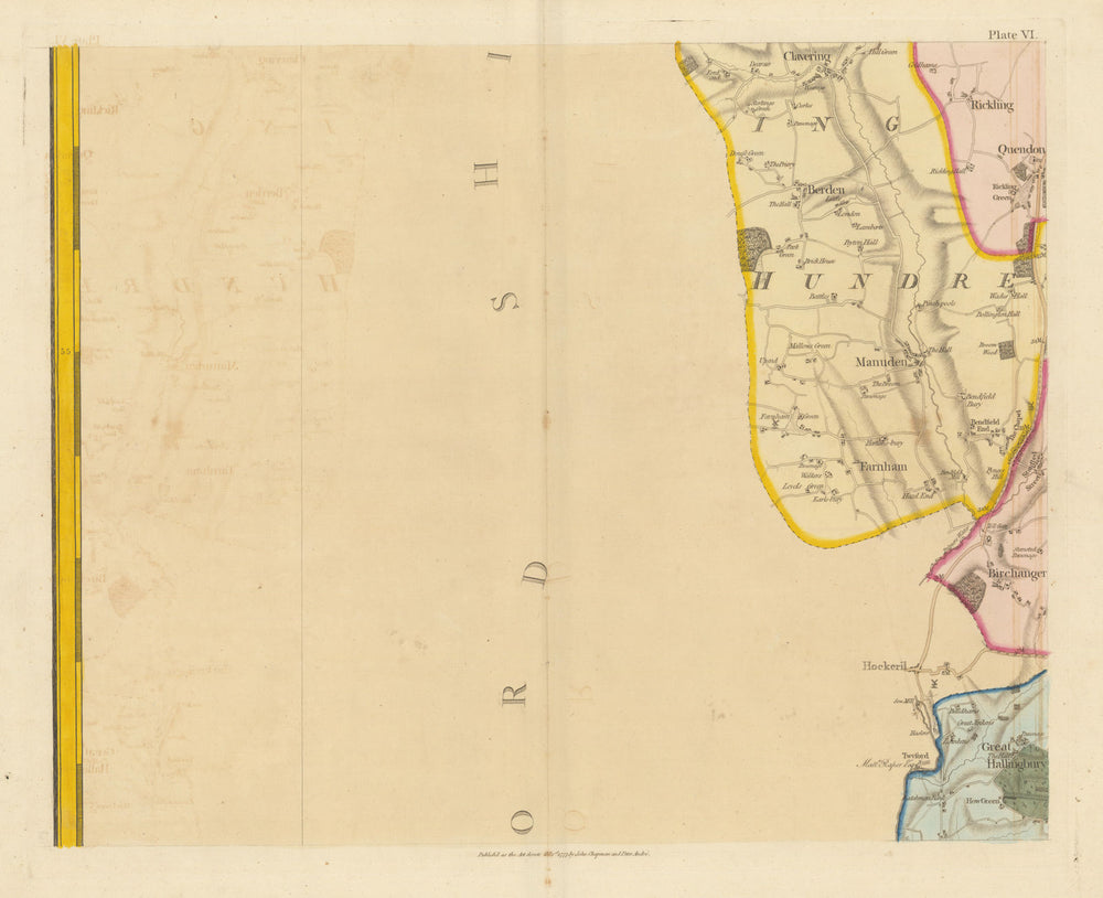 Essex NW #6 Uttlesford Clavering Manuden Birchanger. Chapman/André 1777 map