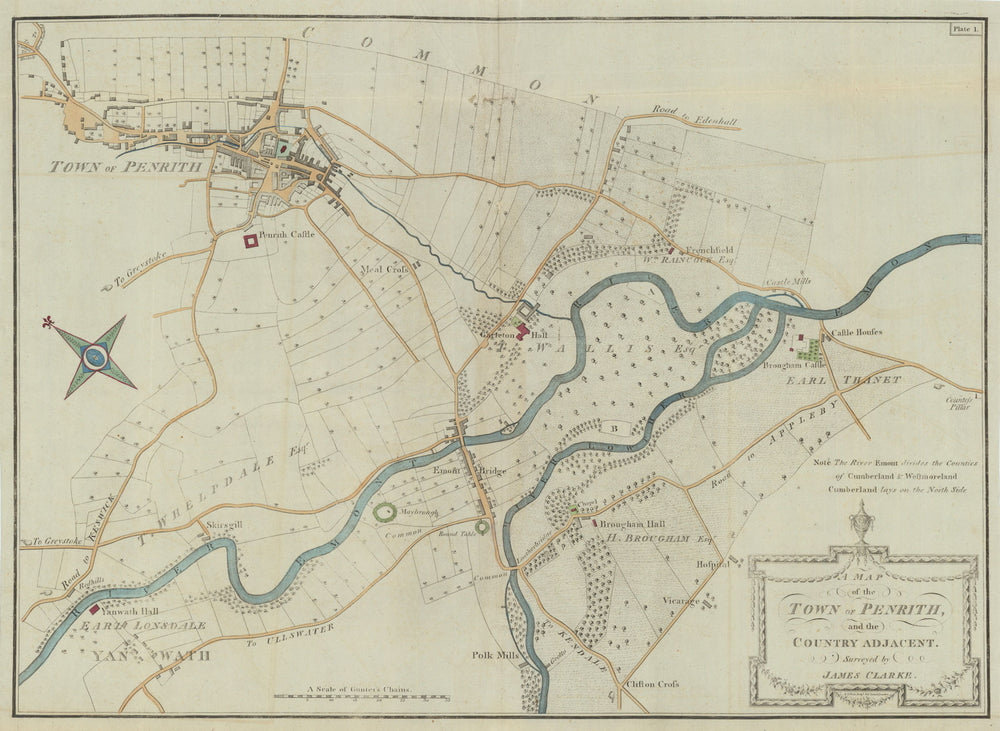 A Map of the Town of Penrith and the Country Adjacent by James Clarke 1789