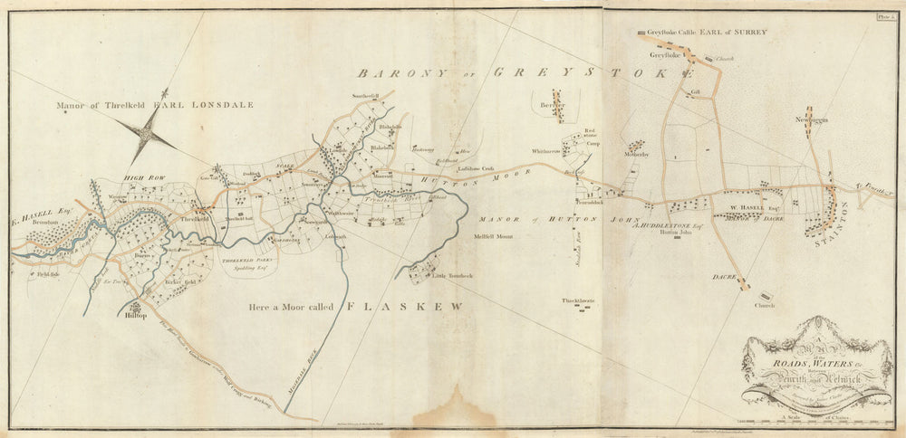 A map of the Roads, Waters, &c. between Penrith and Keswick by James Clarke 1789