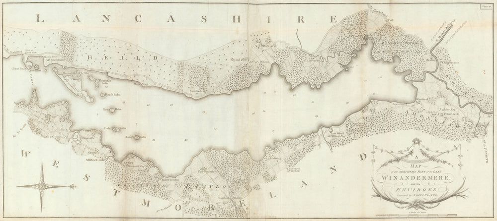 The Northern Part of the Lake Winandermere… by James Clarke. Windermere 1789 map