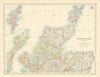Scotland (Northern Sheet) by W. & A.K. Johnston 1887 old antique map chart