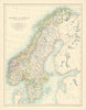 Sweden and Norway (Scandinavia) by W. & A.K. Johnston 1887 old antique map