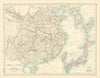 China and Japan by W. & A.K. Johnston 1887 old antique vintage map plan chart