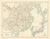 China and Japan by W. & A.K. Johnston 1887 old antique vintage map plan chart