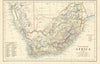 Southern Africa by W. & A.K. Johnston 1887 old antique vintage map plan chart