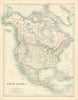 North America by W. & A.K. Johnston 1887 old antique vintage map plan chart