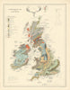 Palaeontological Map of the British Islands by W. & A.K. Johnston 1887 old