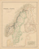 Sweden and Norway with Russian Finland. Scandinavia & Baltic FULLARTON c1863 map
