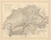 Switzerland with table of highest alpine peaks & passes. FULLARTON c1863 map