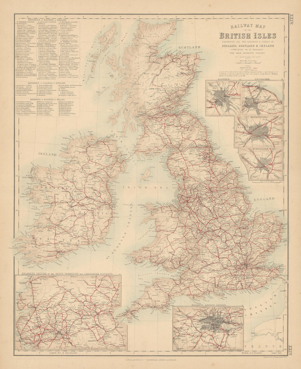 British Isles Railway Map. Channel Tunnel & two Forth crossings u/c! c1863