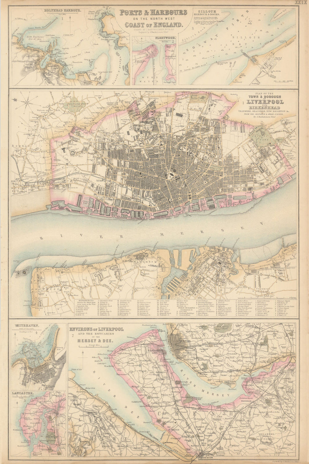 England NW Ports. Liverpool Birkenhead Mersey Dee Holyhead Silloth c1863 map