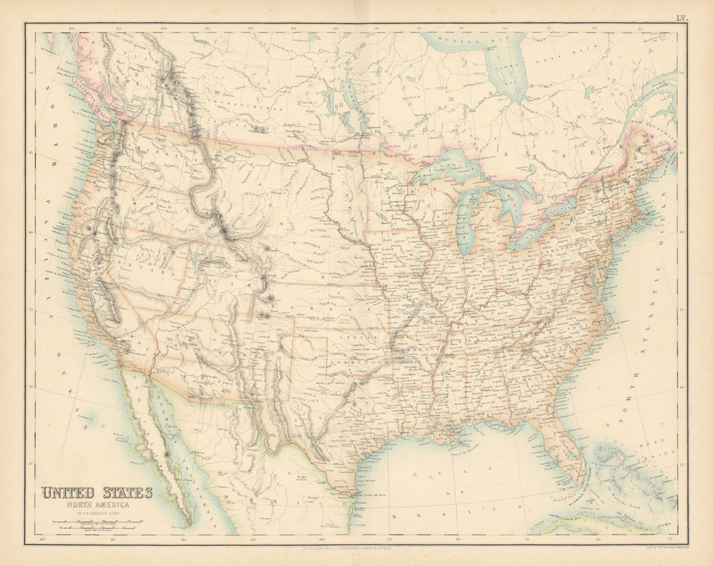United States. New California. Confederate Arizona. Dacotah. FULLARTON c1863 map